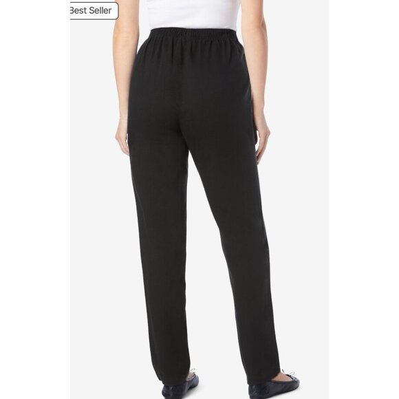 Woman Within NWOT Stretch Cotton Chino Straight Leg Pant Sz 20 Wide Black Plus - Picture 2 of 16